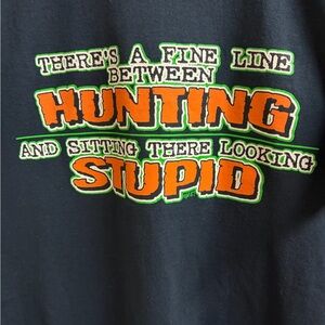Hunting Humor Graphic Navy Blue & Orange  T-Shirt